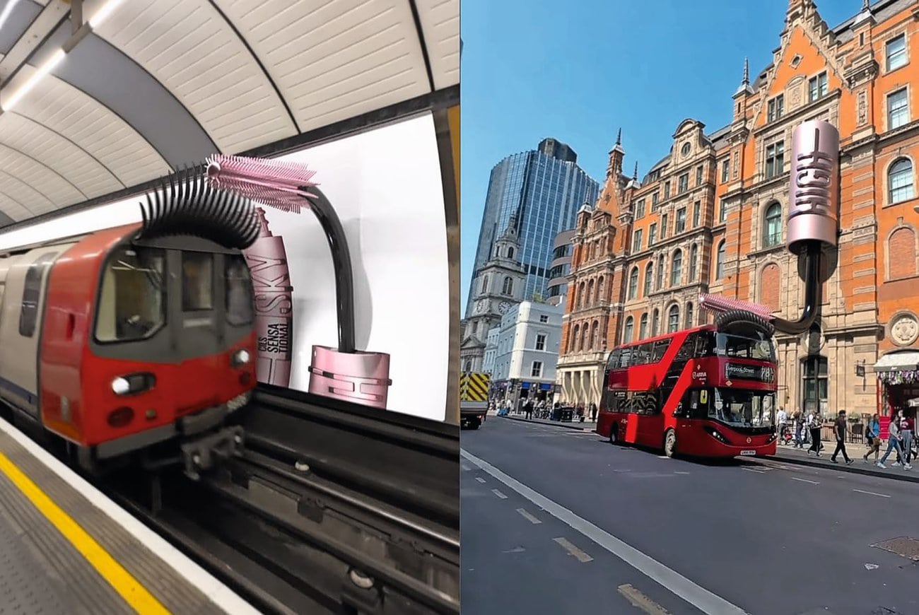CGI-Ads für JD Sports und Maybelline, ein Megaplakat in Zürich: Für Brands gibt es diverse Wege, um im Stadtbild aufzufallen. Bilder: Screenshot TikTok JD Sports / Screenshot TikTok Maybelline / zVg.